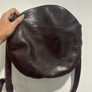 Leather Crossbody Round Bag